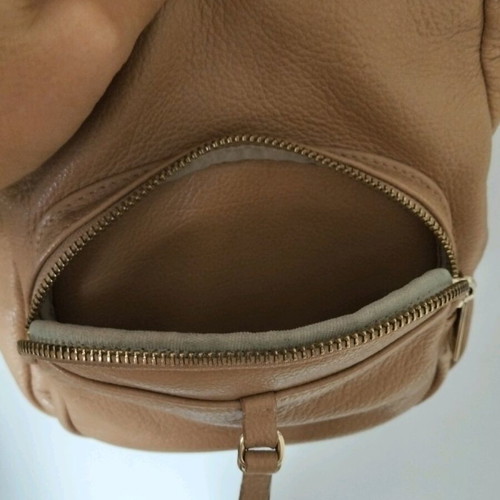 Lancaster leather backpack like new, medium, beige