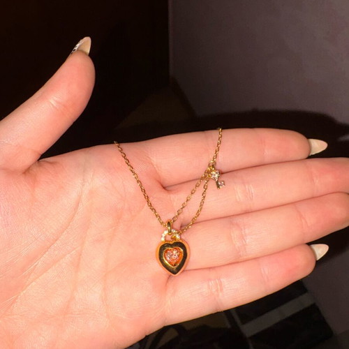 Swarovski Valentine necklace new, pink and gold