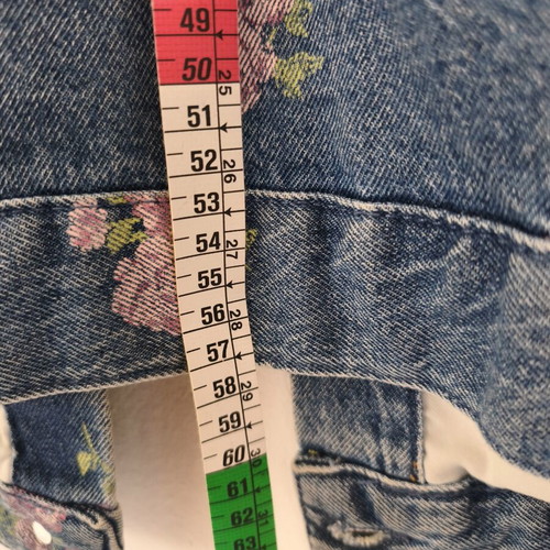 Denim jacket with floral rose print, like new, size M