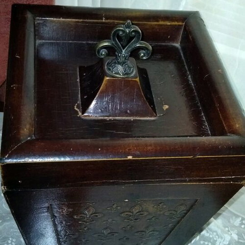 Antique 19th Century Wooden Cutlery or Candle Box with Fleur-de-lis, used