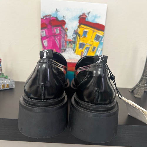 Queen Oxford Pepe Jeans women's loafers new, black patent leather, size 40