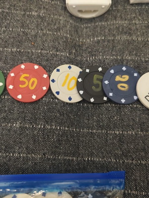 Poker chips with numbers in very good condition