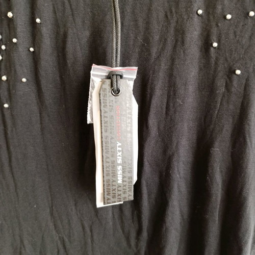 Miss Sixty Dress New Black With Silver Pearls, Size Small