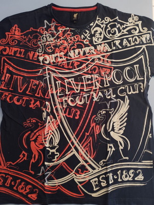 Liverpool F.C. T-Shirt used, black XL with You'll Never Walk Alone graphic