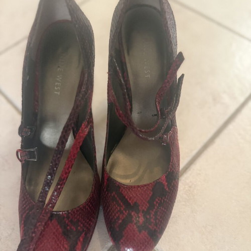 Nine West leopard red Mary Jane style pumps used, size 38