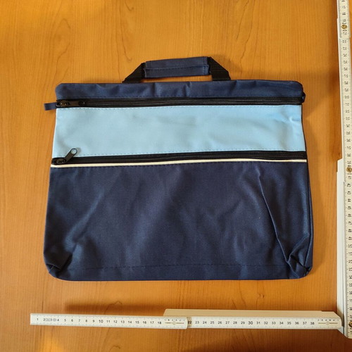Conference bag new, two-tone blue and navy, 38x28 cm