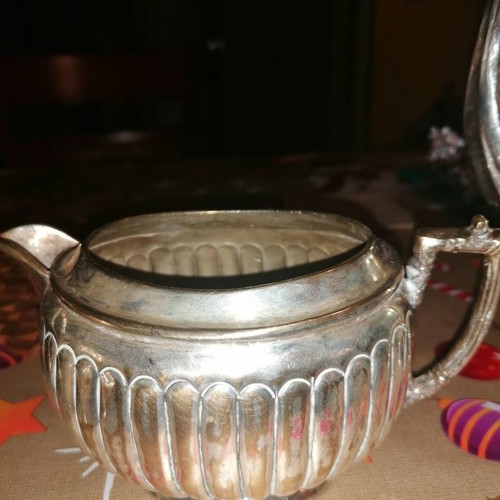 Antique silver-plated set used, three pieces