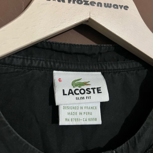 Lacoste pique long sleeve mao polo shirt used, size XL, black stone washed