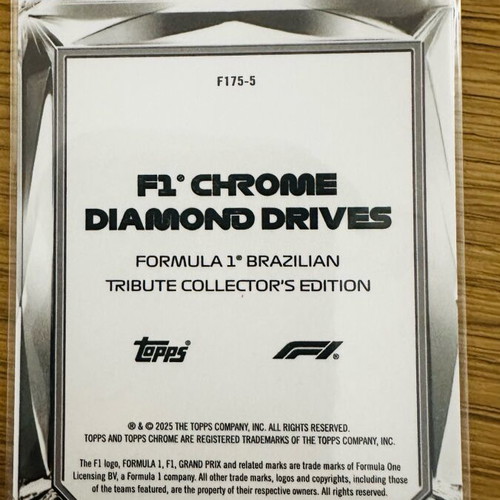 Brazilian Tribute Diamond Drives 00/00 error card Topps Chrome F1 2025 like new