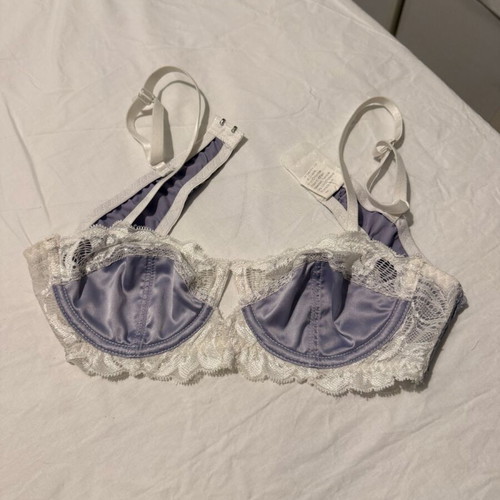 Lingerie Center satin brass bras used, white and purple set