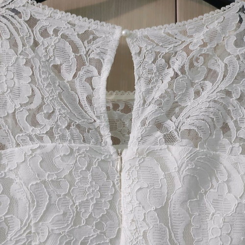 White lace short dress medium like new with belt bow