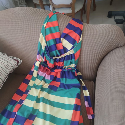 Maxi dress one size with halter neck and open back, new