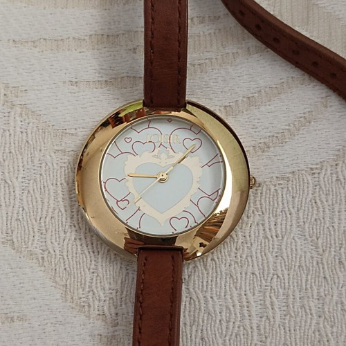 Loisir women's waterproof wristwatch like new, brown leather wrap strap