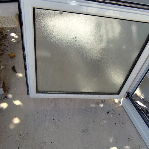 Aluminum window used, 73.5cm x 69cm, white, double glazed, ALUMIL