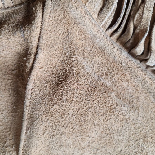 Genuine Leather Coat small, used, beige with fringes