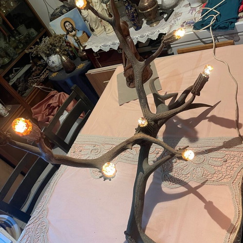 Lamp made of deer antler like new, made in 1960