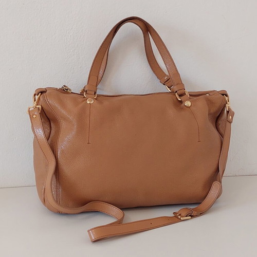 Nicoli leather women's handbag used, beige, large size