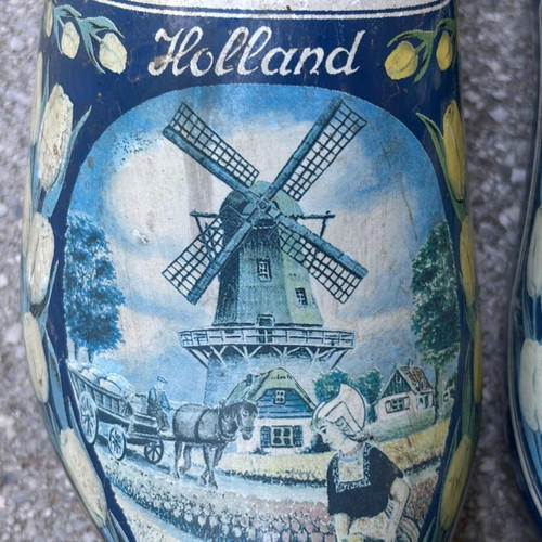 Dutch Wooden Clogs Used, Blue, Size 37, Handmade
