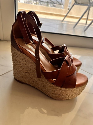 Sante leather platform sandals size 38, brown