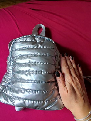 Silver backpack bag like new