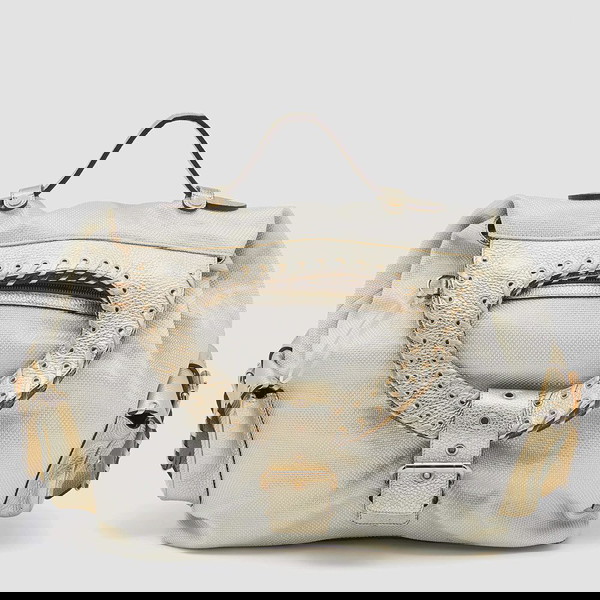 Versace Original - Τσάντα  Metallic Light Beige/Gold Ύφασμα & Δέρμα