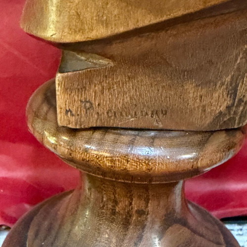 Signed wooden carved statue like new
