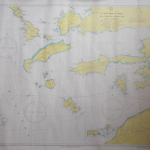 Nautical chart Leros to Rhodes and Asia Minor coasts like new