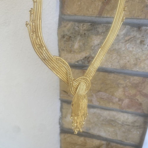 Gold women's necklace, new, gold-plated with details