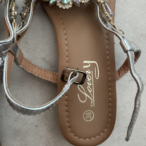 Glam sandals with gemstones, size 38