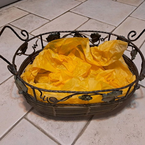 Metal basket like new with wine details for wine bottles