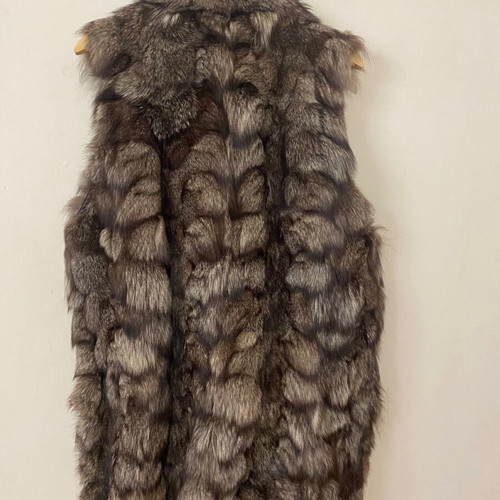 Silver Fox Fur Vest used, unisex, size M-L