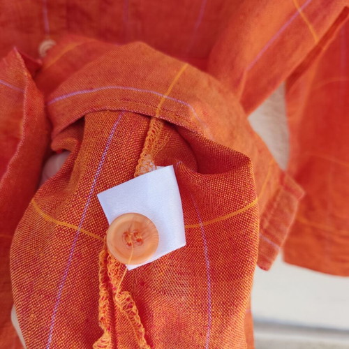 Cassani 100% linen checked orange shirt small 36 used