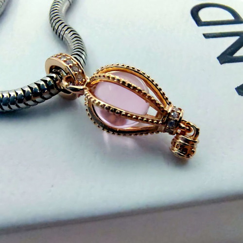 Pandora Dangle Charm Pink Hot Air Balloon with 14K Rose Gold Plating
