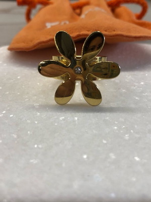 Folli Follie gold flower ring with small stone, used, size 50