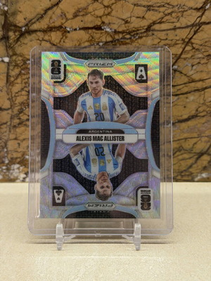 2026 Panini Prizm FIFA World Cup Soccer Aces Alexis Mac Allister Silver Wave Prizm card