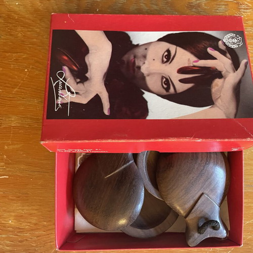 Professional Castanets new, wooden with original box and ribbons