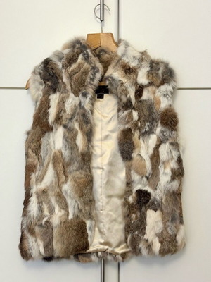 Attrattivo fur vest like new, 100% rabbit fur, gray beige