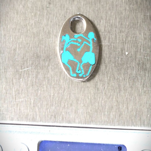 Turquoise Mosaic Pendant Silver 925 Navajo Indian New