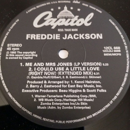 Freddie Jackson Me & Mrs Jones 12" single used, R&B / Soul