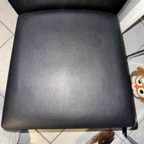 Wooden brown chairs with leather seat used, set of 6