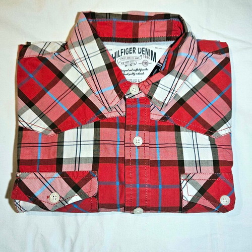 Hilfiger Denim men's plaid shirt with pockets, size M