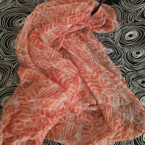 Coral scarf new, Infinity brand, white and orange