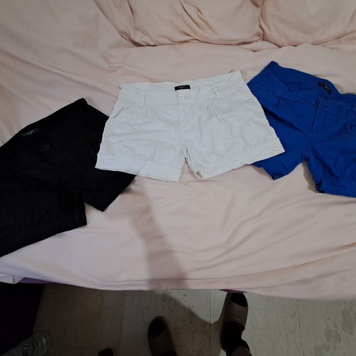 Shorts pack used, size XL, blue, black, white with side buttons