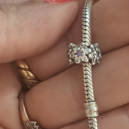 Pandora charm divider with purple and clear cubic zirconia, like new