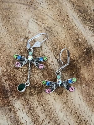 Dragonfly earrings metal frame handmade new
