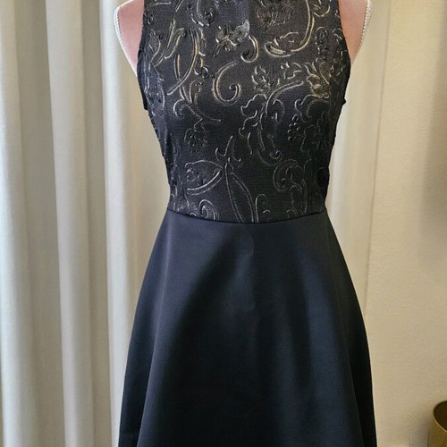 Anel black dress with gold details satin style, new, size M