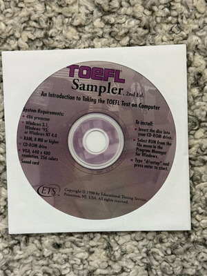 TOEFL Sampler 2nd Edition CD-ROM like new, vintage ETS software