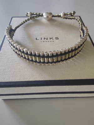 Links of London Sterling Silver Gold and Black Friendship Bracelet