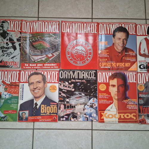 Olympiakos official magazine used, issues 2-78 missing 1,53,54