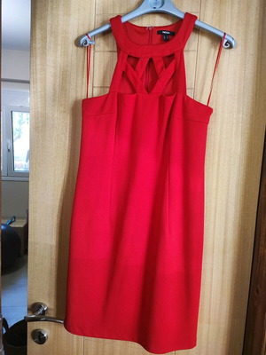Mexx red short dress like new with perforated design